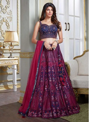 Blue Color Thread Work Lehenga