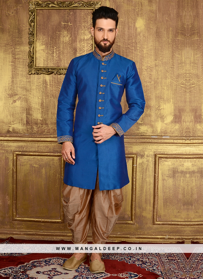 Blue Colour Embroidered Men's Panjabi Suit
