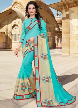 Blue Cotton Festival Classic Saree