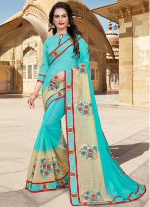 Blue Cotton Festival Classic Saree