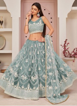 Blue Embroidered Trendy Lehenga Choli