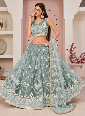 Blue Embroidered Trendy Lehenga Choli