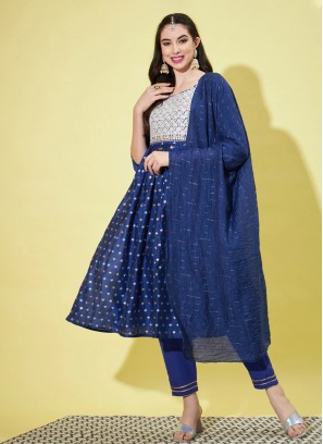 Blue Embroidered Trendy Salwar Kameez