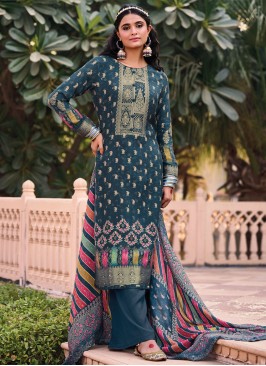 Blue Engagement Long Length Salwar Kameez