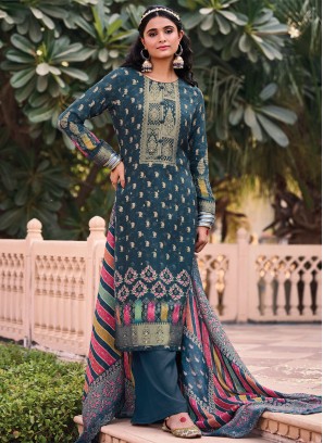 Blue Engagement Long Length Salwar Kameez