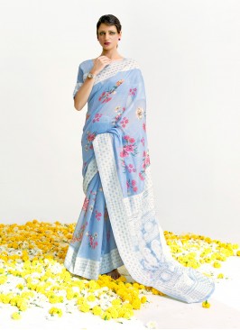 Blue Fancy Fabric Festival Classic Saree