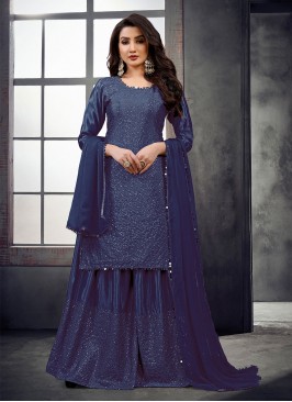 Blue Festival Chinon Designer Salwar Suit