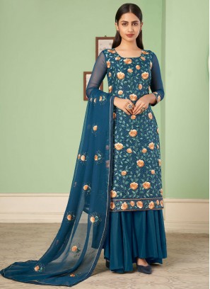 Blue Festival Palazzo Salwar Kameez