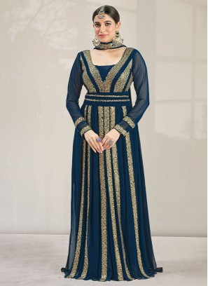 Blue Georgette Ceremonial Salwar Kameez