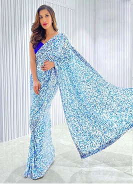 Blue Georgette Trendy Saree