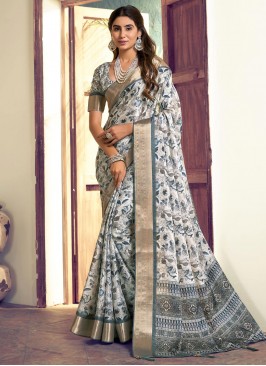 Blue Giccha Silk Contemporary Saree