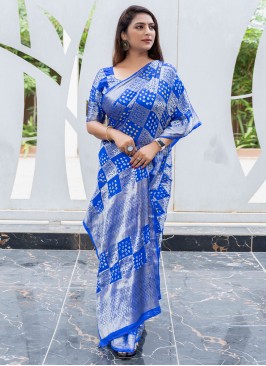 Blue Mehndi Pure Silk Classic Saree