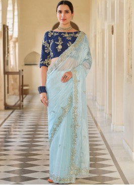 Blue Sequins Classic Designer Saree