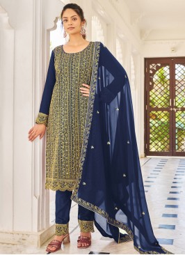 Blue Sequins Salwar Suit