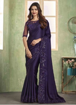 Blue Silk Engagement Classic Saree