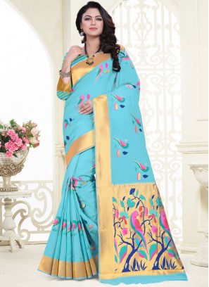 Blue Weaving Classic Saree