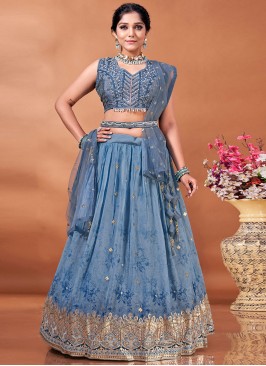 Blue Wedding Viscose Lehenga Choli