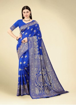 Blue Woven Ceremonial Traditional Saree
