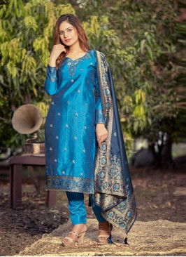 Blue Woven Party Designer Salwar Suit