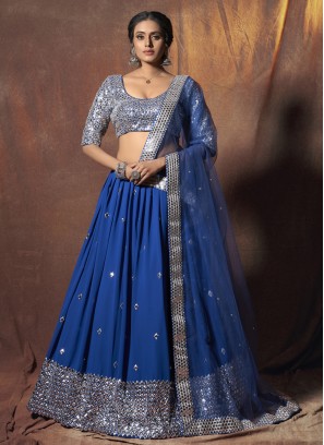 Blue Zari Sangeet Lehenga Choli