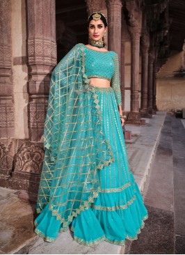 Blue Zari Sangeet Lehenga Choli