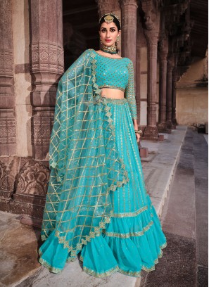 Blue Zari Sangeet Lehenga Choli