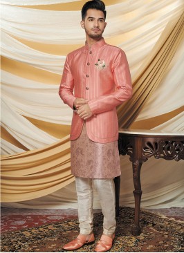 Blushing Peach Kurta Jacket Set