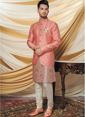Blushing Peach Kurta Jacket Set