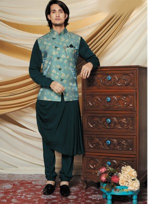 Bottle Green Kurta With Jacket