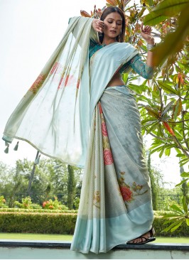 Brasso Aqua Blue Contemporary Saree