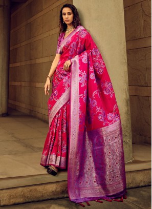 Brasso Magenta Digital Print Contemporary Style Saree