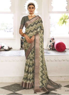 Breathtaking Digital Print pure-dola Classic Saree