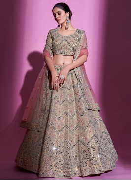 Breathtaking Thread Beige Trendy Lehenga Choli