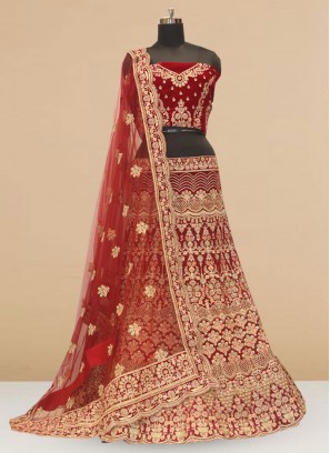 Bridal Wear Maroon Color Embroidered Lehenga Choli