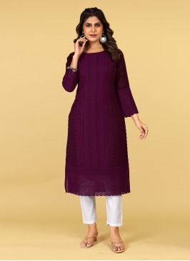 Brilliant Embroidered Georgette Casual Kurti