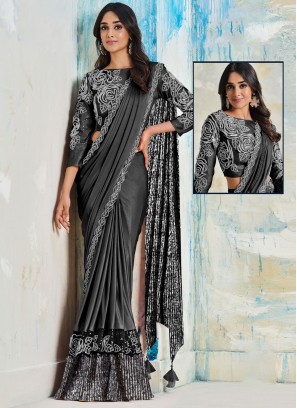 Brilliant Faux Crepe Sangeet Trendy Saree