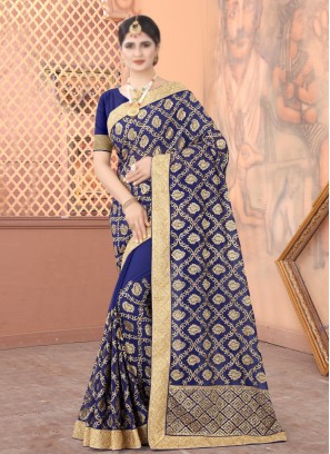 Brilliant Navy Blue Traditional Designer Saree