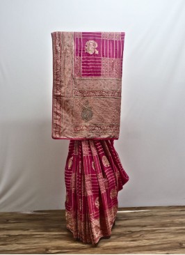 Brilliant Pink Kanjivaram Silk Saree For Wedding