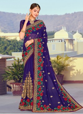 Brilliant Zari Georgette Trendy Saree