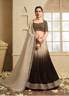 Brown Color Chinnon Zari Work Lehenga Choli