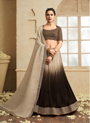 Brown Color Chinnon Zari Work Lehenga Choli