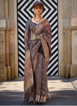 Brown Color Designer Saree