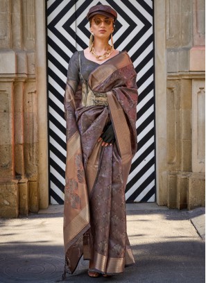 Brown Color Designer Saree