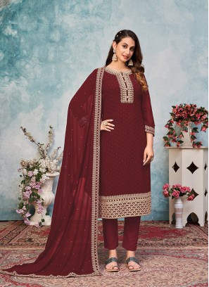 Brown Color Georgette Salwar Suit