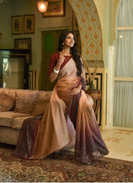 Brown Color Georgette Sequance Work Saree