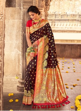 Brown Color Gorgeous Silk Saree