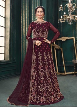 Brown Color Net Anarkali Suit