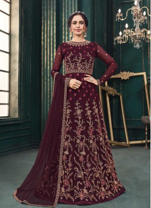 Brown Color Net Anarkali Suit