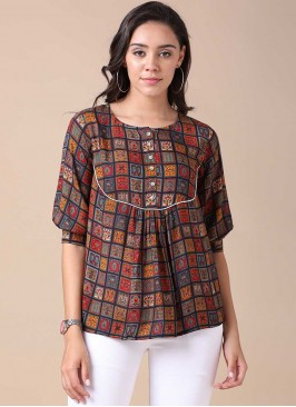 Brown Color Rayon Tunic Top