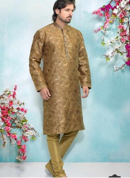 Brown Color Silk Kurta Pajama For Mens